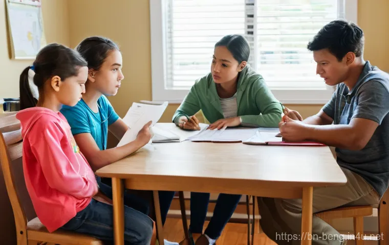 벵골어 긴급 상황 대처 - **Emergency Go-Bag Preparation with a Family:**
"A diverse family, consisting of a mother, fathe... 벵골어 긴급 상황 대처 - **Emergency Go-Bag Preparation with a Family:**
"A diverse family, consisting of a mother, fathe...