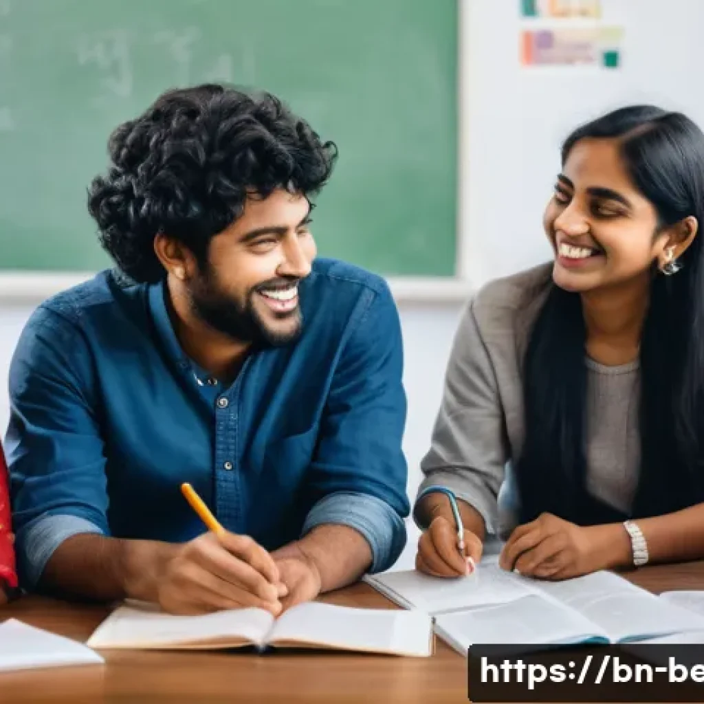 벵골어 학습 그룹 - **Prompt:** A vibrant and diverse group of 5-7 adults (ages 20-40) from various ethnic backgrounds h...